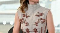Emily Blunt dazzled in a floral print ensemble as she joined her Disclosure Day co-stars at the London photocall on Friday