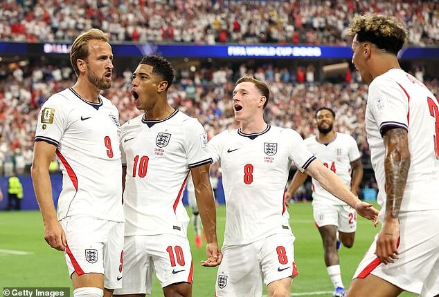 Harry Kane (left) scored the opening goal for England at the World Cup as they beat Croatia 4-2