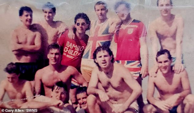 Gary Allen, in the blue shorts, and Garry Hardwicke, wearing a Rambo T-shirt were part of a group of Wolves fans who went to the 1986 World Cup and didn't come back