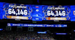 The screen at the Gillette Stadium in Foxborough, where Scotland opened their World Cup campaign, is the biggest at any outdoors venue in the world