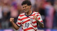 Christian Pulisic looks emotional as he celebrates the USA going two goals up vs Paraguay