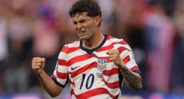 Christian Pulisic looks emotional as he celebrates the USA going two goals up vs Paraguay