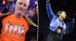 Fans swarm Jon Stewart and Alicia Keys belt out New York anthem after Knicks win