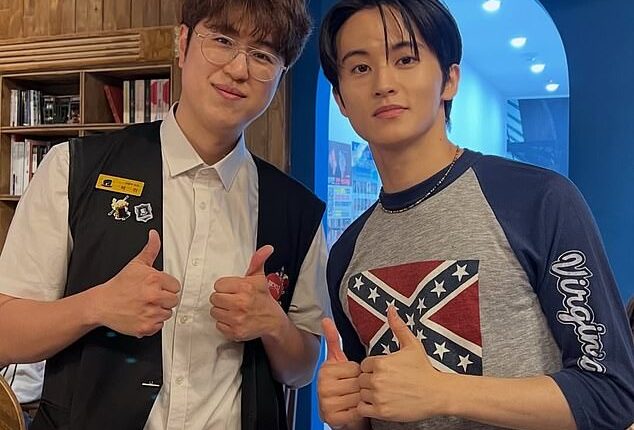 Mark Lee, who is a former member of the South Korean pop group NCT, was snapped wearing a gray baseball-style T-shirt that featured a symbol that appeared to be the Confederate flag