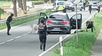 Footage shared by Bild appeared to show the moment two of the people involved were caught fleeing by police