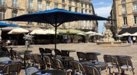 A photo of a normally packed square in Bordeaux's old town taken on Thursday, when the weather in the city has risen to over 40 degrees