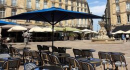 A photo of a normally packed square in Bordeaux's old town taken on Thursday, when the weather in the city has risen to over 40 degrees