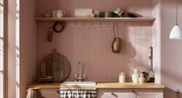 Colour-drenching the walls and ceiling in the same shade adds character in a modern space – this kitchen is painted with Flora’s Tale, £61.50 for 2.5l, earthbornpaints.co.uk.