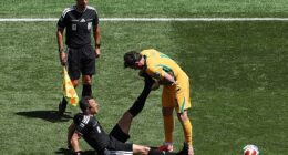 German official Felix Zwayer suffered cramp during the USA's win over Australia