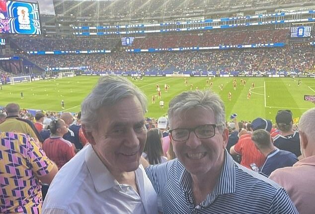 Former Prime Minister Gordon Brown (left) with Daily Mail Chief Sports Writer Oliver Holt (right)