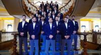 Iran's World Cup squad pose for a photo before leaving for the tournament in the USA