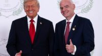 Donald Trump, pictured alongside FIFA president Gianni Infantino, could have his ICE agents target Scotland's World Cup clash with Haiti