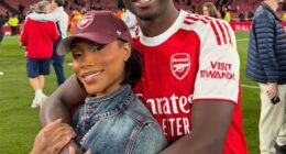 Arsenal and England winger Bukayo Saka pictured with his girlfriend Tolami Benson
