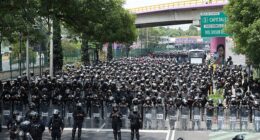 There was a ring of steel surrounding the stadium before kick-off, with four helicopters circling above the highway and armoured vehicles were on standby