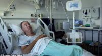 In the series five finale of Clarkson's Farm, Jeremy, 66, revealed he had been diagnosed and had to undergo treatment for a malignant tumour in his prostate last August. Here he is pictured in a hospital bed during one moment of the new season