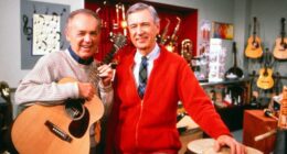 Joe Negri, the actor and musician who delighted children for more than three decades on Mister Rogers' Neighborhood, has died at 99; Negri (L) is pictured with Fred Rogers (R)