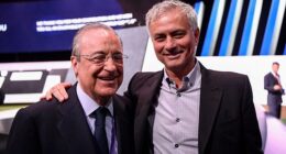 Jose Mourinho (right) will be the new Real Madrid manager if Florentino Perez (left) is re-elected as president