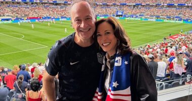Former Vice President Kamala Harris and her husband Doug Emhoff were among the VIPs who turned out to watch the USMNT's final World Cup group stage