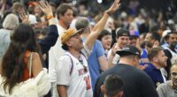 Knicks fans were seen chanting 'Knicks in four' after the team's Game 2 win in San Antonio