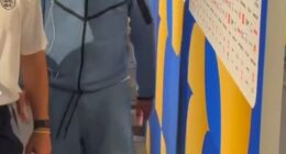 Declan Rice was spotted with heavy strapping on his calf as he left the stadium after England's draw against Ghana