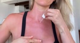 Reality star Kristin Cavallari, 39 (pictured), has sparked fresh controversy after sharing a video of her post-sun skincare routine while sporting a visibly red face, neck and chest, reigniting concerns about the growing glamorisation of tanning culture online