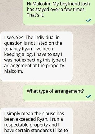 A landlord has sparked fury after revealing a 'creepy' logbook he used to track his tenant's boyfriend every time he stayed over