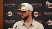 Landen Roupp talking to reporters.