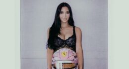 Lewis Hamilton shared a sweet polaroid snap of girlfriend Kim Kardashian posing with his glittering purple race helmet at the Monaco Grand Prix