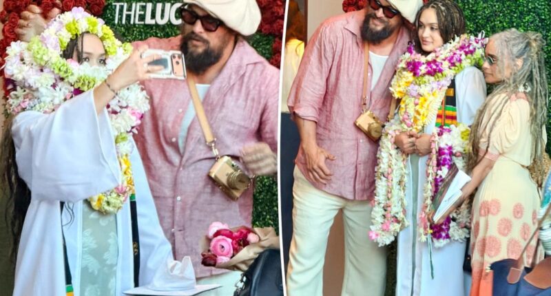 Lisa Bonet and ex Jason Momoa reunite for daughter Lola's high school graduation