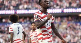 Folarin Balogun scored two first-half goals for the United States against Paraguay on Friday