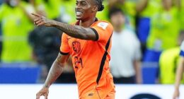 Crysencio Summerville, pictured here after scoring for the Netherlands against Japan, is of interest for Manchester United