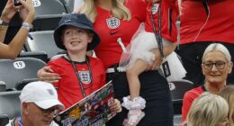 Jordan Pickford's wife Megan and two of their three kids were in the stands to watch England vs Panama in the US on Saturday