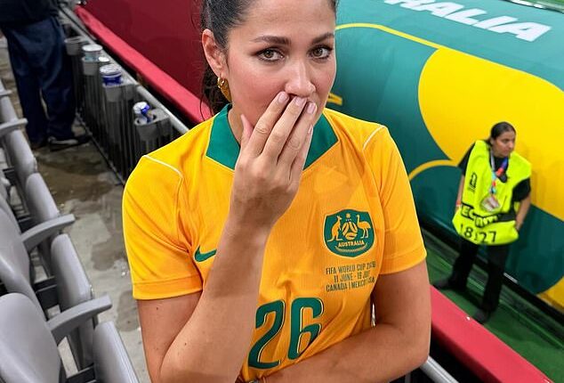 Seven star Mel McLaughlin has disclosed a grim detail about the effects of her surgery for lung cancer and made an emotional post from the Socceroos' World Cup win (pictured)