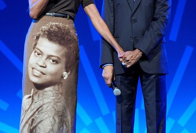 Michelle Obama paid tribute to her late mother Marian Robinson at a stakeholders event for her husband's presidential library in Chicago this Tuesday