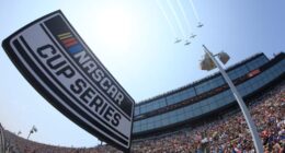 Flyover above Michigan International Speedway before the NASCAR Cup Series FireKeepers Casino 400.