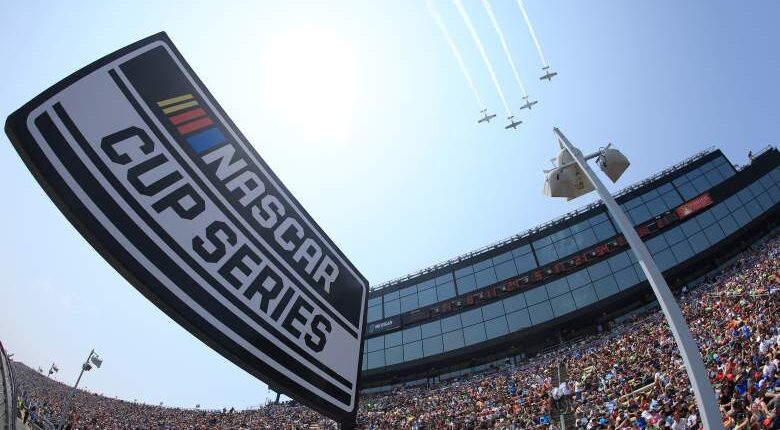 Flyover above Michigan International Speedway before the NASCAR Cup Series FireKeepers Casino 400.