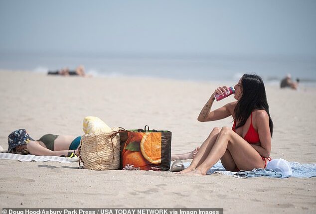 Pictured: Beachgoers enjoy the warm weather in Seaside Heights, New Jersey on April 15 (Stock Image)