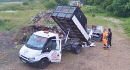 Three men in a truck emblazoned with the logo of firm GL Property Limited dumped the waste on nursery land on in Hampshire on Saturday