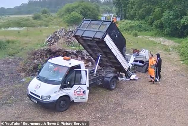 Three men in a truck emblazoned with the logo of firm GL Property Limited dumped the waste on nursery land on in Hampshire on Saturday
