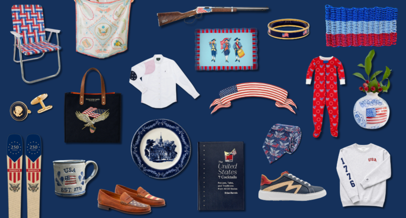 collage of patriotic merchandise
