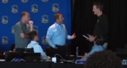 Fans believe Warriors owner Joe Lacob and GM Mike Dunleavy were getting in an argument just before they announced their selection with the 11th overall pick