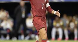 Cristiano Ronaldo wore special edition gold boots in the first half against Colombia on Saturday
