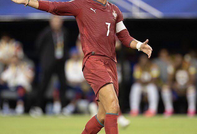 Cristiano Ronaldo wore special edition gold boots in the first half against Colombia on Saturday