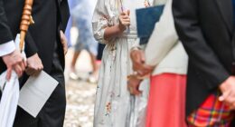 Lena Tindall retained her title of most playful royal at Peter Phillips and Harriet Sperling's royal wedding today, as she joyfully played in the rain while clutching a unicorn umbrella