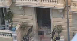 Three Ukrainian nationals including an oligarch fleeing the war against Russia were seriously wounded when a bomb exploded in the centre of Monaco (Pictured: Sun's Palace on Rue Révérend Père Louis Frolla, where the bomb detonated)