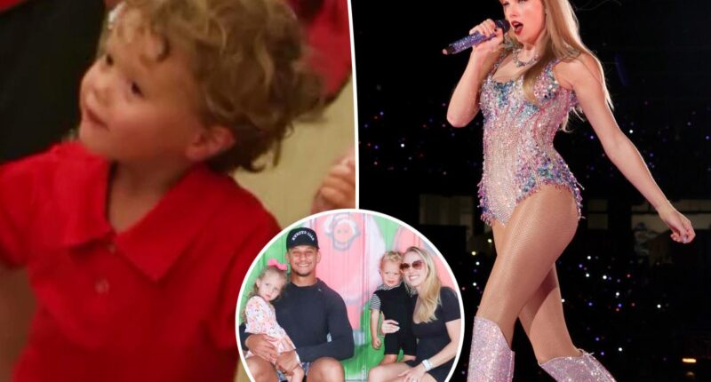 Patrick, Brittany Mahomes' son Bronze points out Taylor Swift in Arrowhead Stadium photo