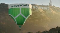 The Paddy Power balloon goes up by the Hollywood sign to highlight the 'pants' ticket prices