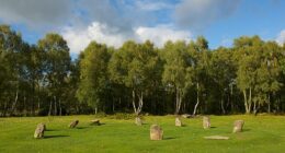 The victim was found dead at the Nine Ladies Stone Circle in Stanton Lees, Derbyshire, on Monday afternoon