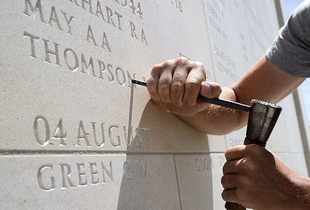 A trio of British engravers have been carefully hammering away at the stonework in a new section of the Normandy Memorial entitled ¿Addenda¿
