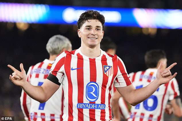Real Madrid have tabled a £130million offer for Arsenal target Julian Alvarez (pictured)